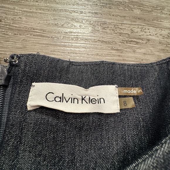 Calvin Klein Dress Womens 8 Gray Denim Chambray Sleeveless Cocktail Party Casual - Picture 5 of 14